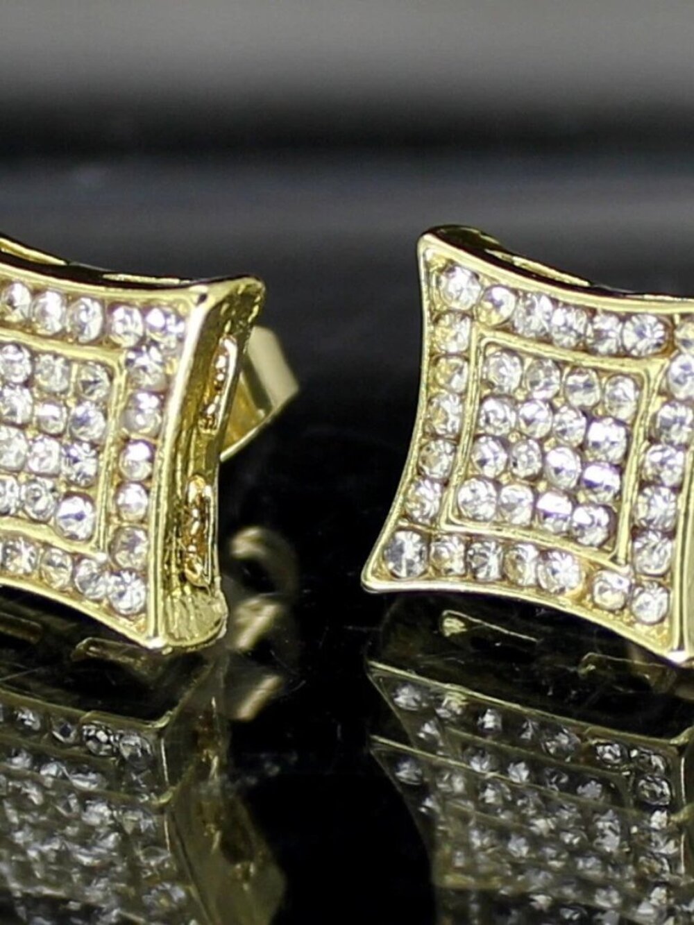 14K Plated Kite CZ Stud Earrings – 12mm Pair